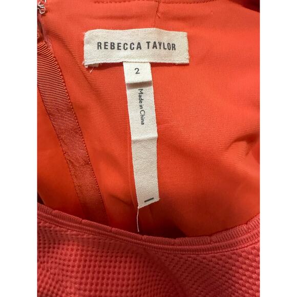 Rebecca Taylor orange textured short sleeves fit and flare mini dress size 2 - Picture 3 of 13
